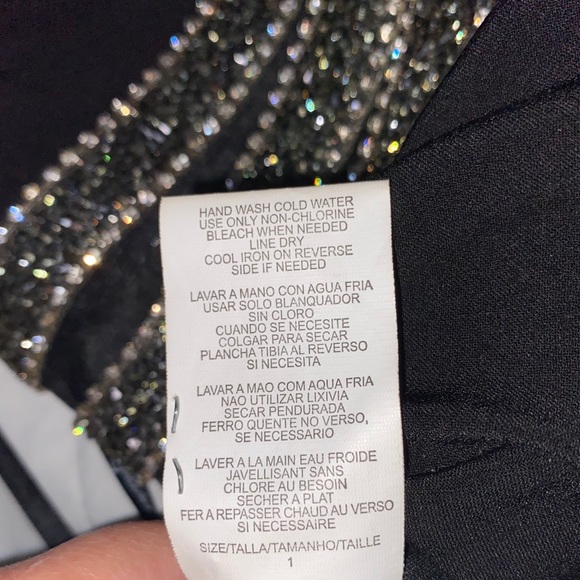 EUC Black Halter Gown with Beaded Waist Sz 1 Dress - Picture 9 of 11